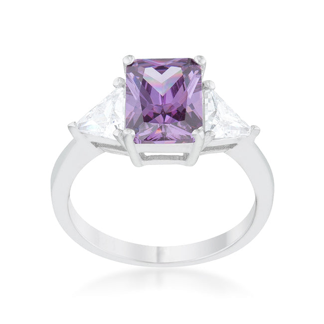 Dg Silver Delights Classic Amethyst Sterling Silver Engagement Ring Image 2