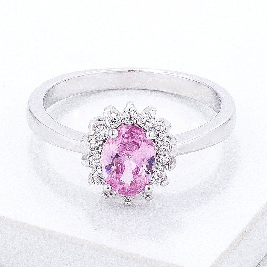 Dg Silver Delights Pink Ice CZ Petite Oval Ring Image 1