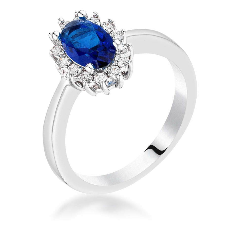 Dg Silver Delights Sapphire Blue CZ Petite Oval Ring Image 1