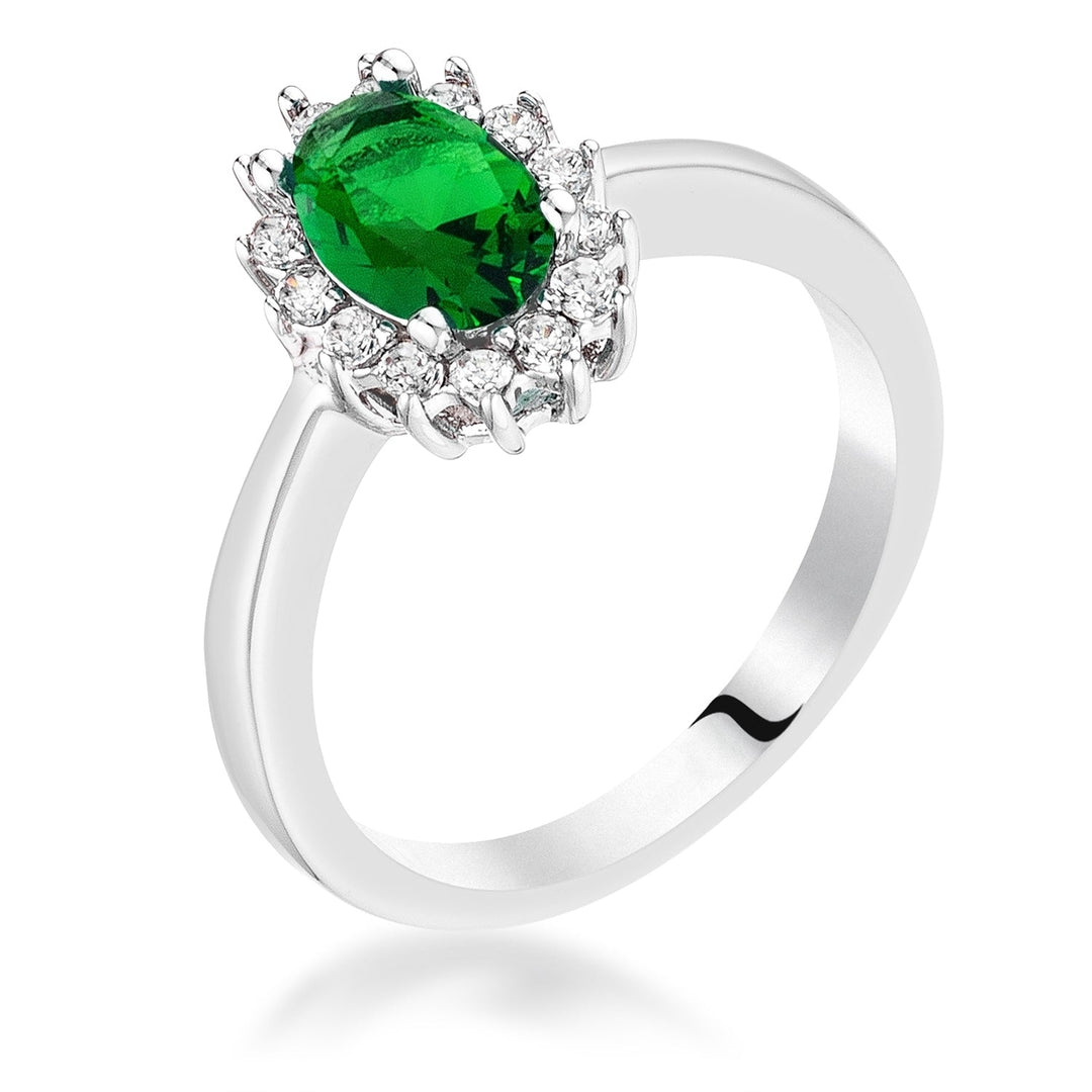 Dg Silver Delights Emerald Green CZ Petite Oval Ring Image 1