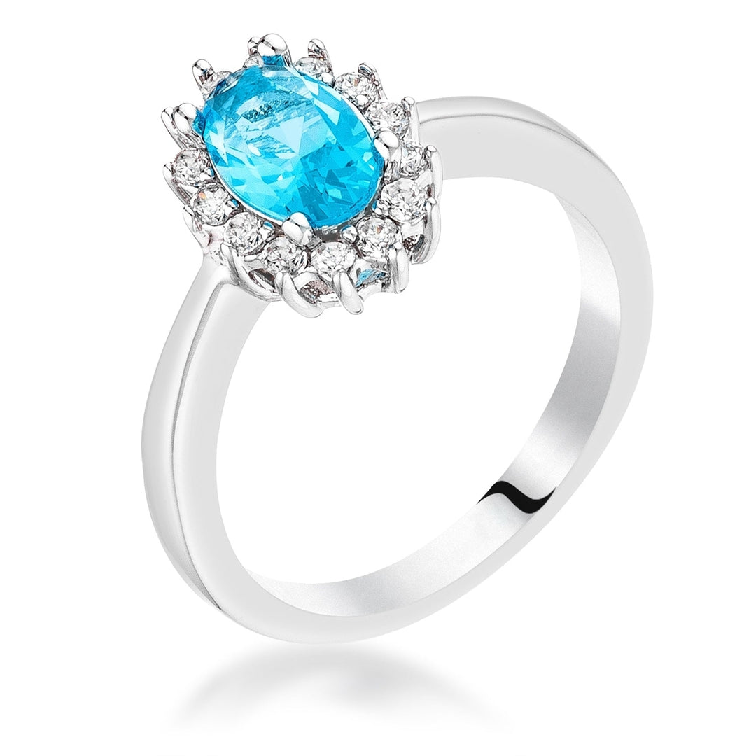 Dg Silver Delights Aqua Blue CZ Petite Oval Ring Image 1