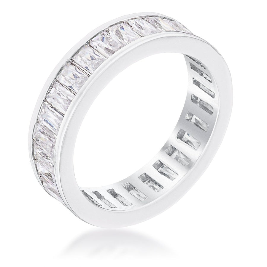 Dg Silver Delights Rhodium Plated Baguette Emerald Cut Eternity Ring Image 1