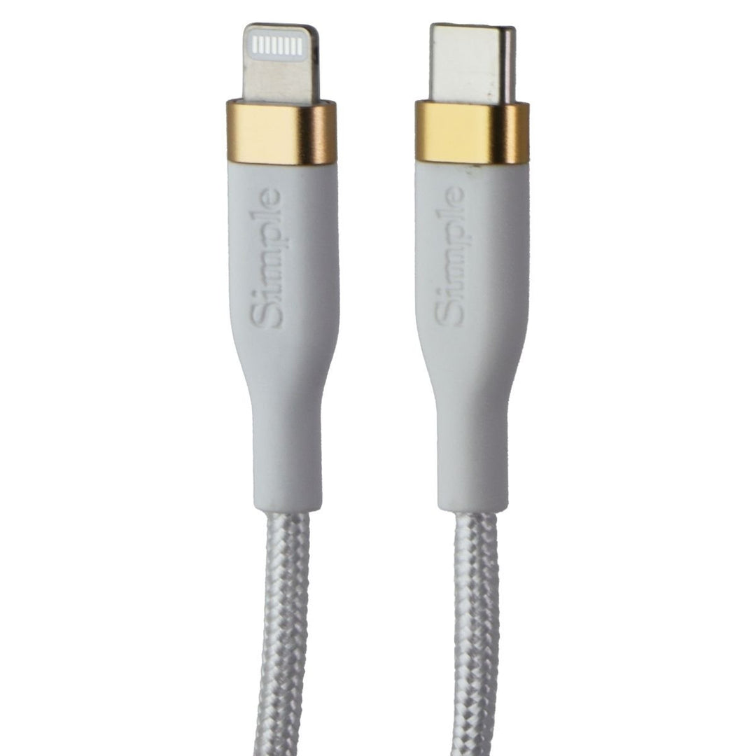 Simple 4FT USB-C to Lightning 8-Pin Braided Cable - White Image 1