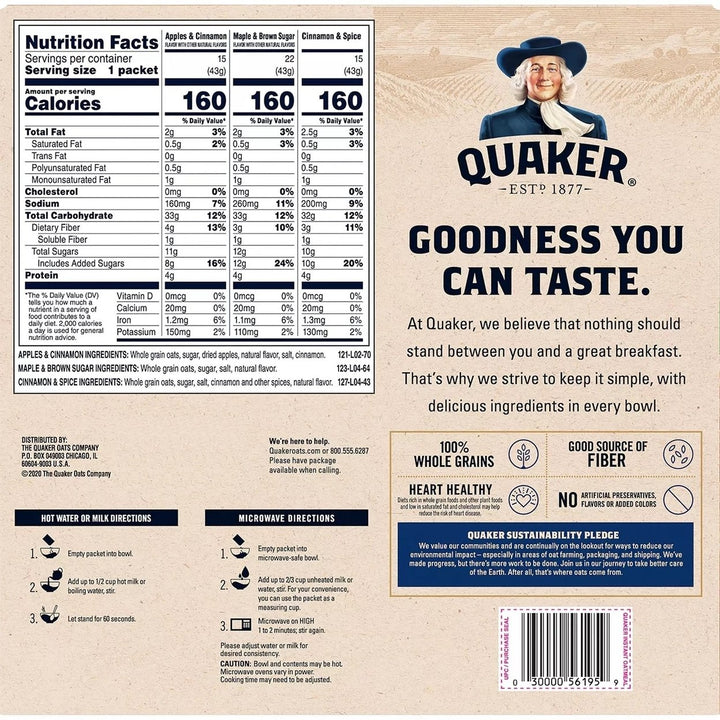 Quaker Instant Oatmeal Variety Pack (52 Count) Image 3