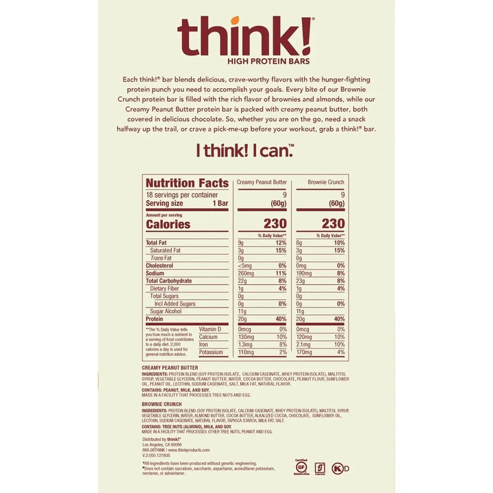 Think Thin High Protein Bar Variety Pack 2.1 Ounce (Pack of 18) Image 3