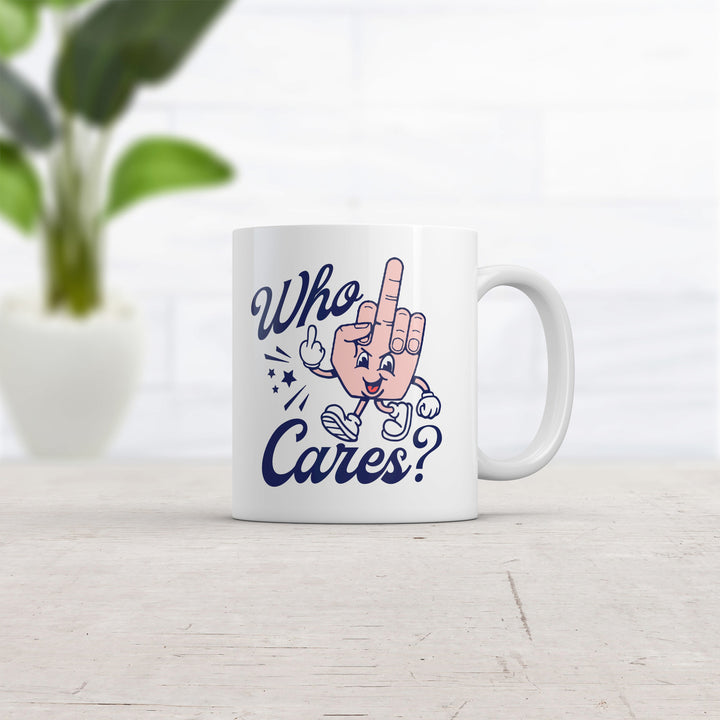 Who Cares Mug Funny Middle Finger Graphic Novelty Coffee Cup-11oz Image 2