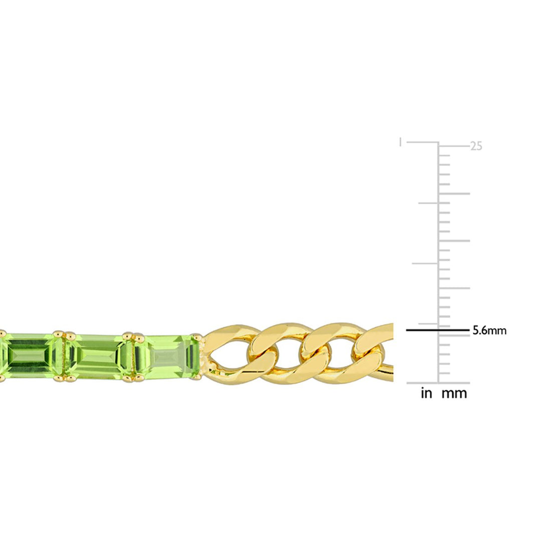 2.85 Carat (ctw) Peridot Figaro Bracelet in Yellow Sterling Silver (7.25 Inches) Image 4