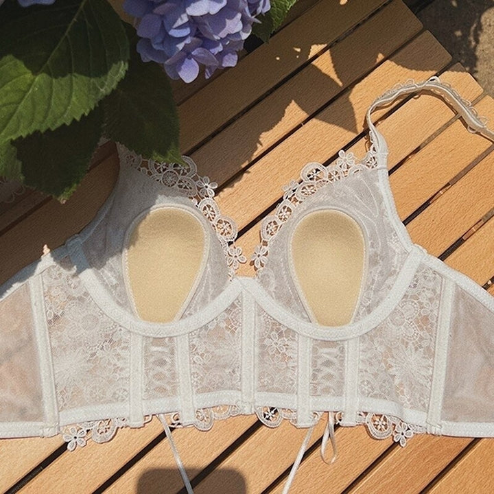 Women Fashion French Classic Bra Embroidered Lace Underwear Ultra Thin Push Up Brassiere Lingerie Gather Underwire Image 10