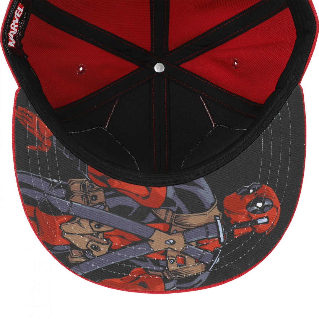 Deadpools Mask Flatbill Snapback Hat with Underbill Artwork Image 4