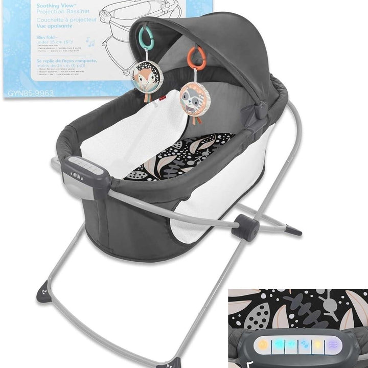 Fisher-Price Portable Baby Bassinet Foldable with Projection Lights Music Image 2