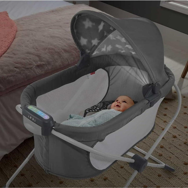 Fisher-Price Portable Baby Bassinet Foldable with Projection Lights Music Image 3