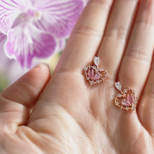 Heart Stud Earrings Pink Heart Earrings Delicate Dainty Heart Earrings Simple Pink Heart Earrings Image 2