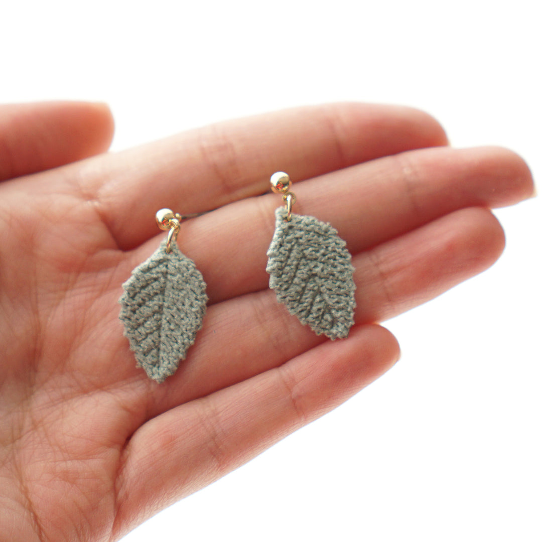 Sage Green Leaf Earrings Plant Lovers Earrings Leaves Earrings Falling Leaf Earrings Handmade Leaf Drop Earrings Image 1