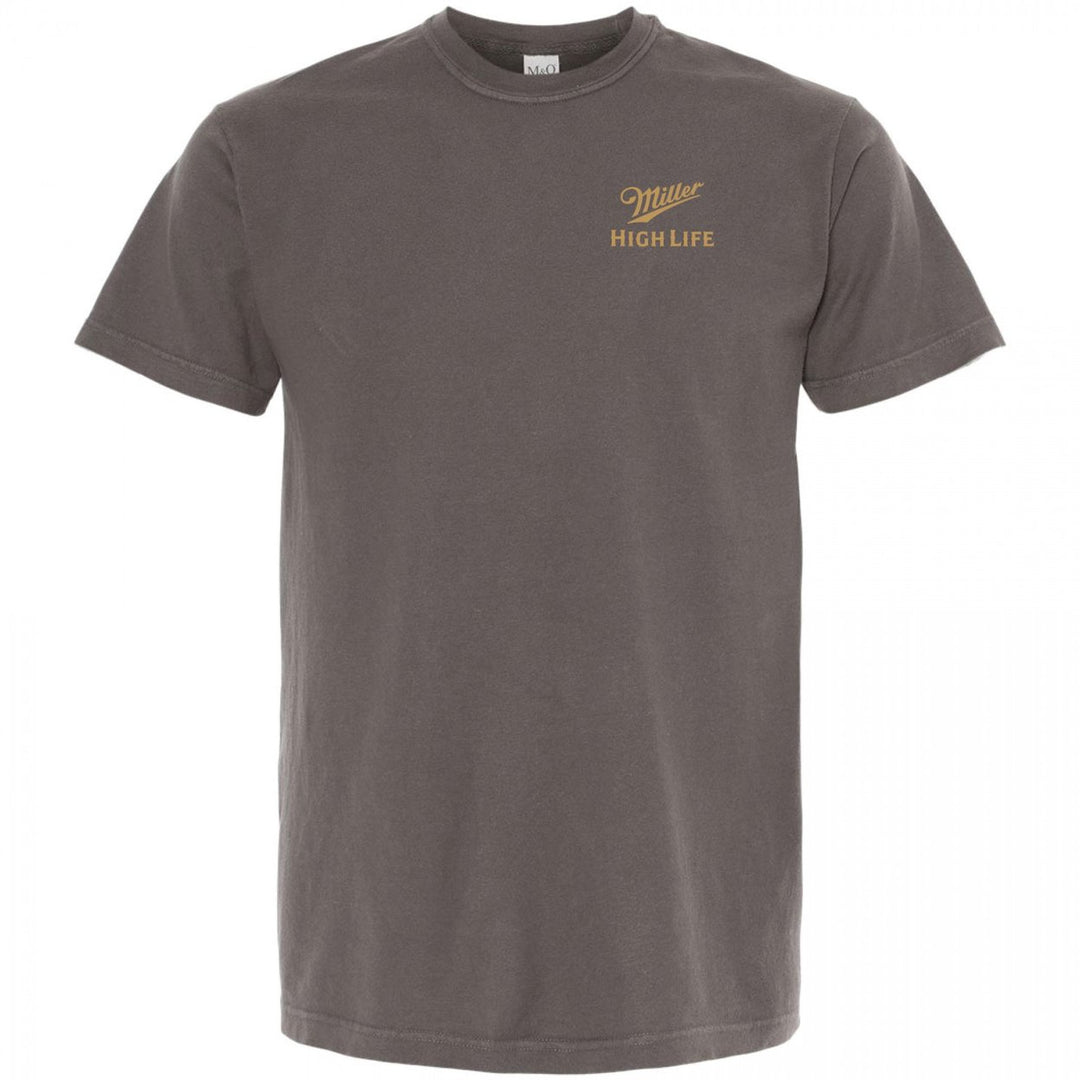 Miller High Life The Champagne of Beers Garment Dyed Grey Front and Back T-Shirt Image 2