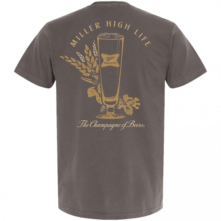 Miller High Life The Champagne of Beers Garment Dyed Grey Front and Back T-Shirt Image 3