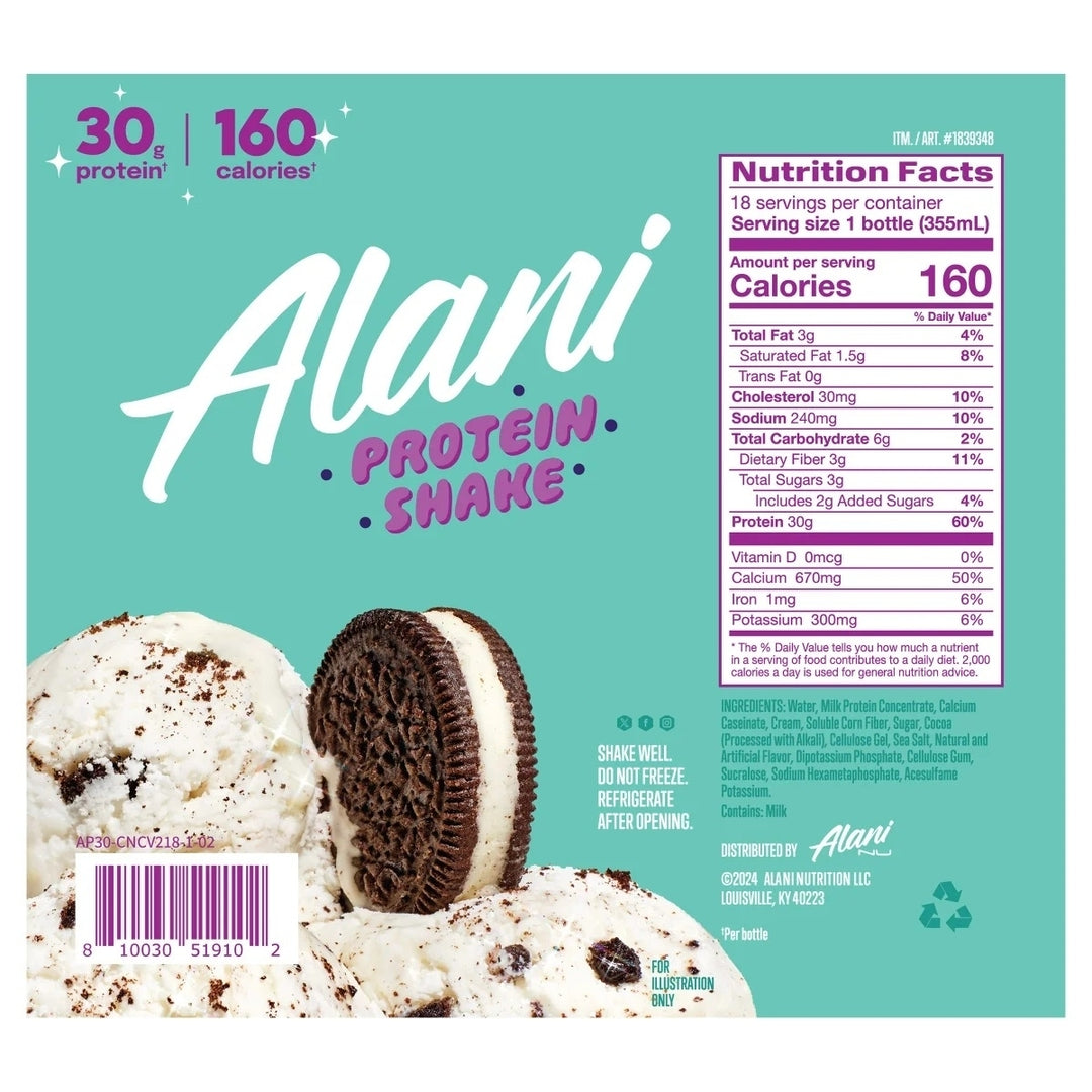 Alani 30g Protein ShakesCookies and Cream12 Fluid Ounce (Pack of 18) Image 4