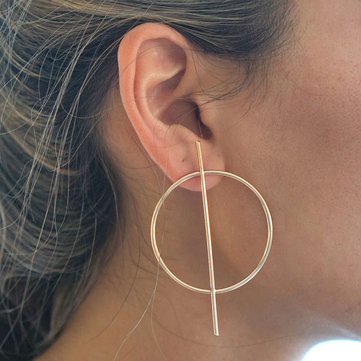 Geometric Hoop Earrings Artistic Hoop Earrings Gold Hoop Earrings Silver Hoop Earrings Modern Hoop Earrings Circle Line Image 1