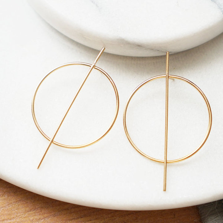 Geometric Hoop Earrings Artistic Hoop Earrings Gold Hoop Earrings Silver Hoop Earrings Modern Hoop Earrings Circle Line Image 2