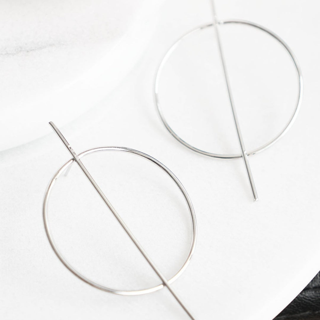 Geometric Hoop Earrings Artistic Hoop Earrings Gold Hoop Earrings Silver Hoop Earrings Modern Hoop Earrings Circle Line Image 3