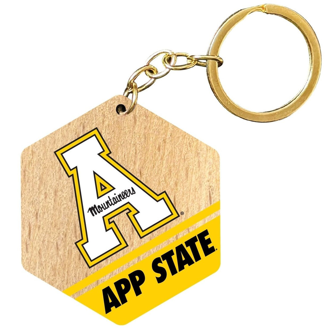 Appalachian State 2" Wooden Hexagon Keychain Officially Licensed Collegiate Product Image 1