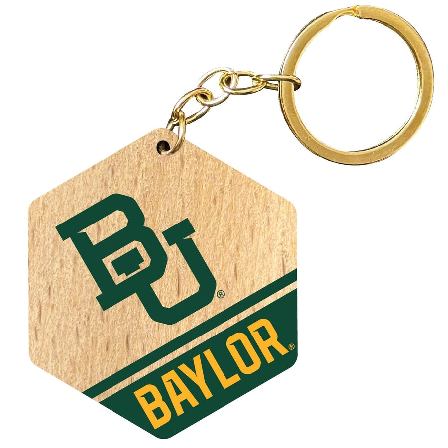 Baylor Bears 2" Wooden Hexagon Keychain Officially Licensed Collegiate Product Image 1