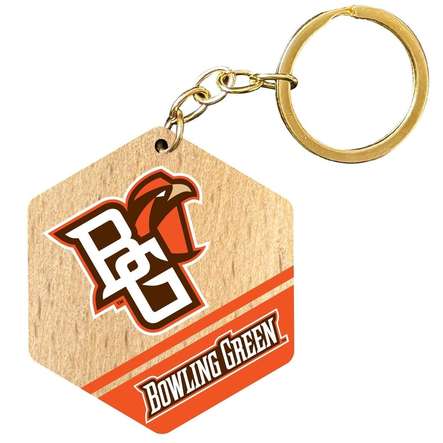 Bowling Green Falcons 2" Wooden Hexagon Keychain Officially Licensed Collegiate Product Image 1