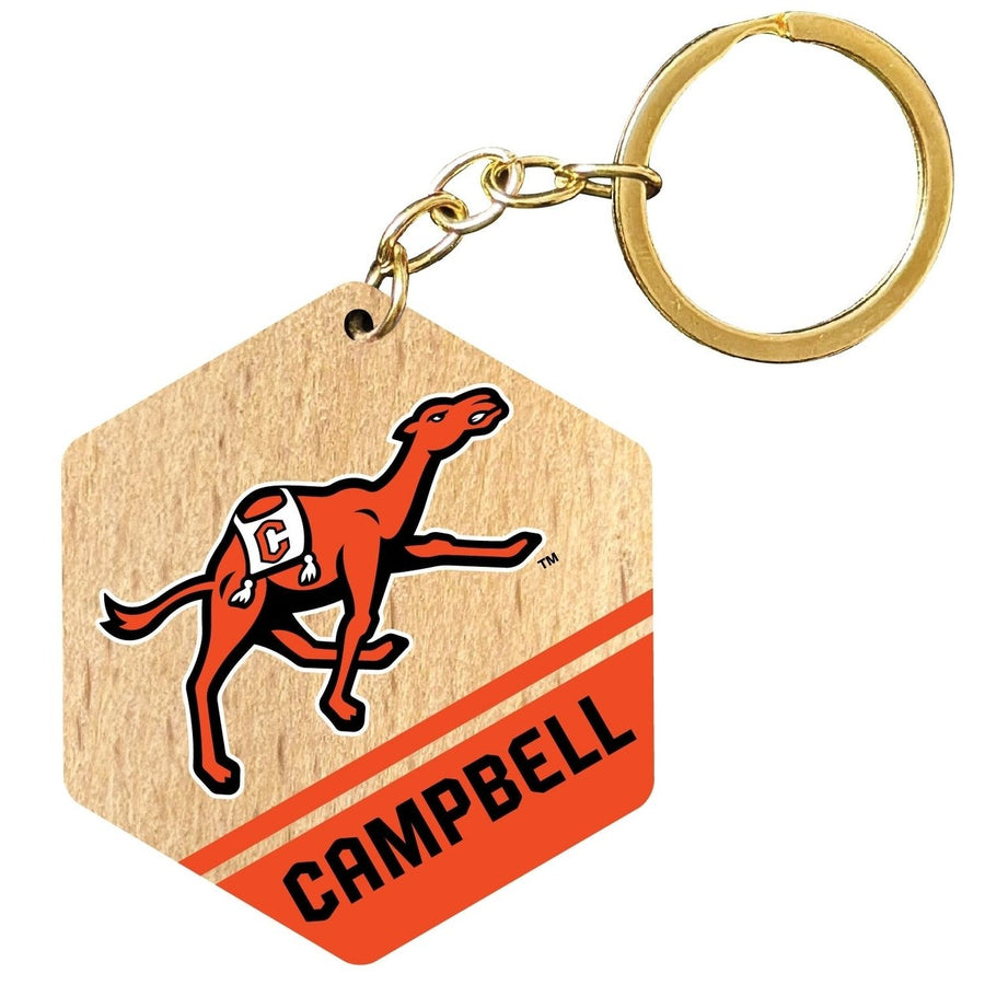 Campbell University Fighting Camels 2" Wooden Hexagon Keychain Officially Licensed Collegiate Product Image 1