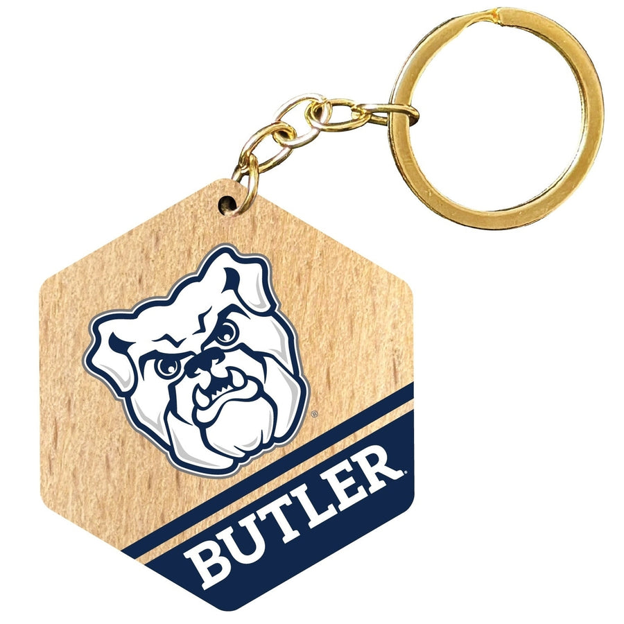 Butler Bulldogs 2" Wooden Hexagon Keychain Officially Licensed Collegiate Product Image 1