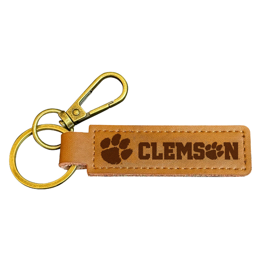 Clemson Tigers Leather Keychain 3.25" Long Officially Licensed Collegiate Product Image 1