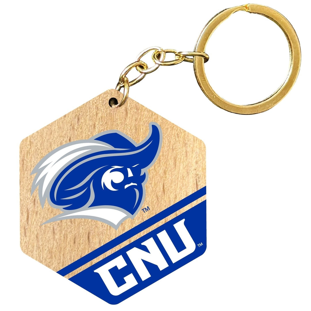 Christopher Newport Captains 2" Wooden Hexagon Keychain Officially Licensed Collegiate Product Image 1