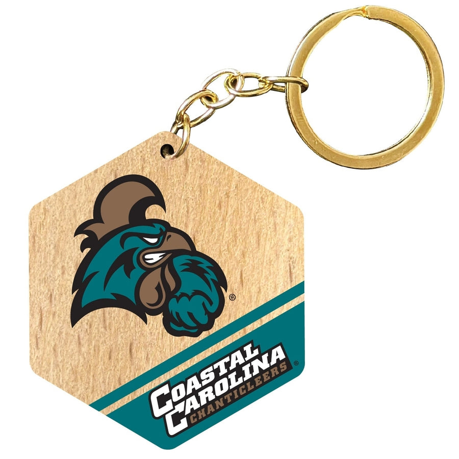 Coastal Carolina University 2" Wooden Hexagon Keychain Officially Licensed Collegiate Product Image 1