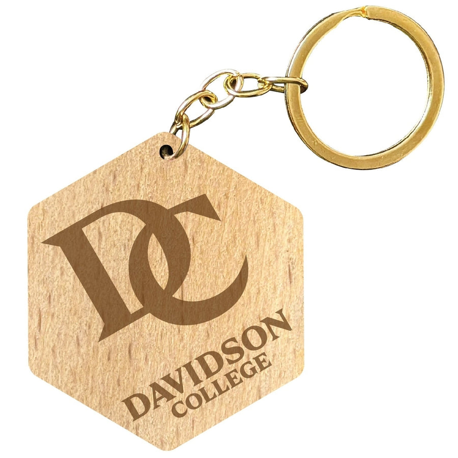 Davidson College 2" Engraved Wooden Hexagon Keychain Officially Licensed Collegiate Product Image 1