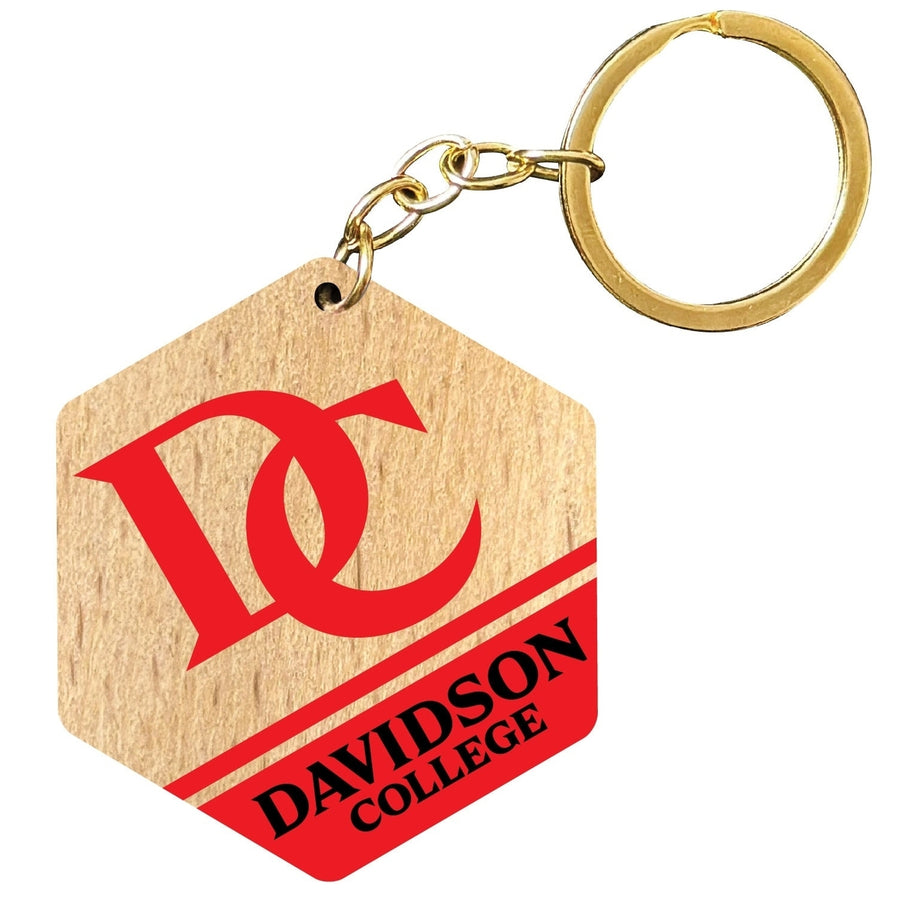 Davidson College 2" Wooden Hexagon Keychain Officially Licensed Collegiate Product Image 1