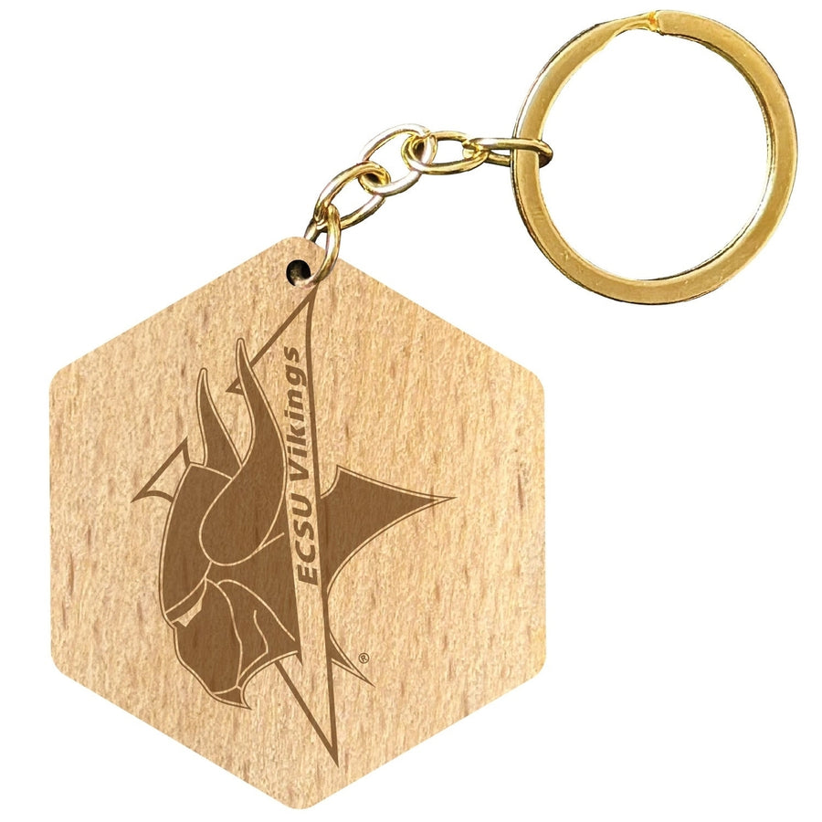 Elizabeth City State University 2" Engraved Wooden Hexagon Keychain Officially Licensed Collegiate Product Image 1