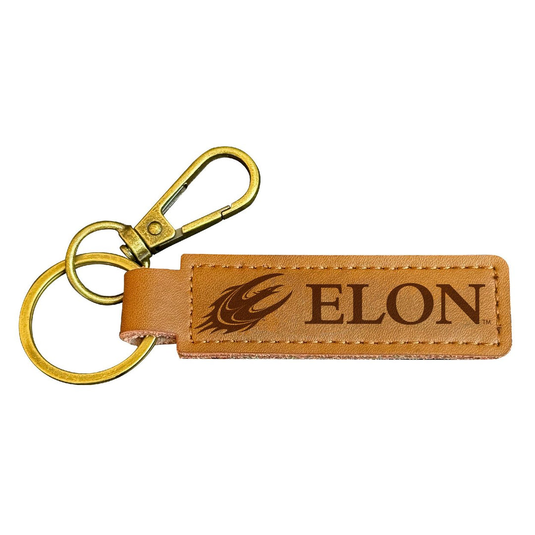 Elon University Leather Keychain 3.25" Long Officially Licensed Collegiate Product Image 1