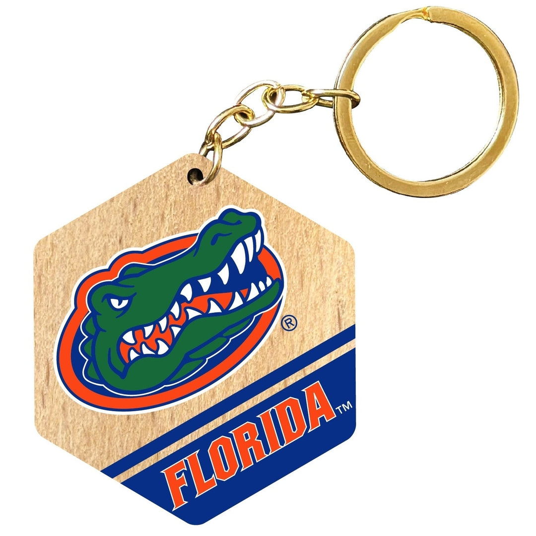 Florida Gators 2" Wooden Hexagon Keychain Officially Licensed Collegiate Product Image 1