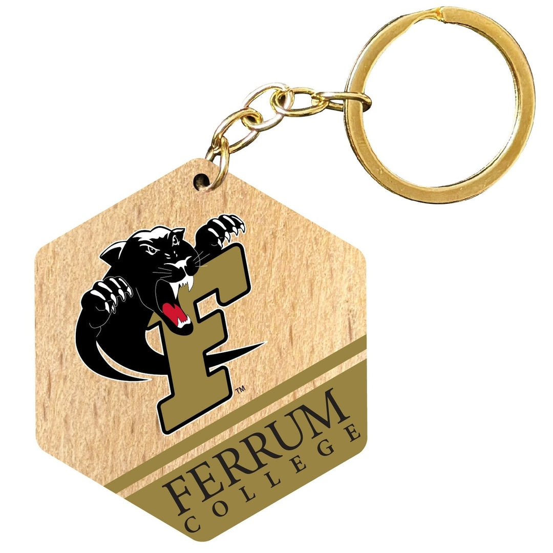 Ferrum College 2" Wooden Hexagon Keychain Officially Licensed Collegiate Product Image 1