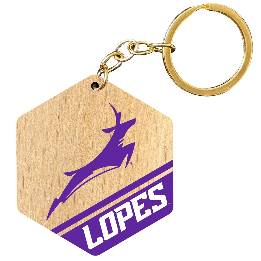 Grand Canyon University Lopes 2" Wooden Hexagon Keychain Officially Licensed Collegiate Product Image 1