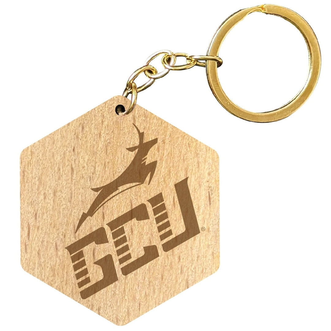 Grand Canyon University Lopes 2" Engraved Wooden Hexagon Keychain Officially Licensed Collegiate Product Image 1