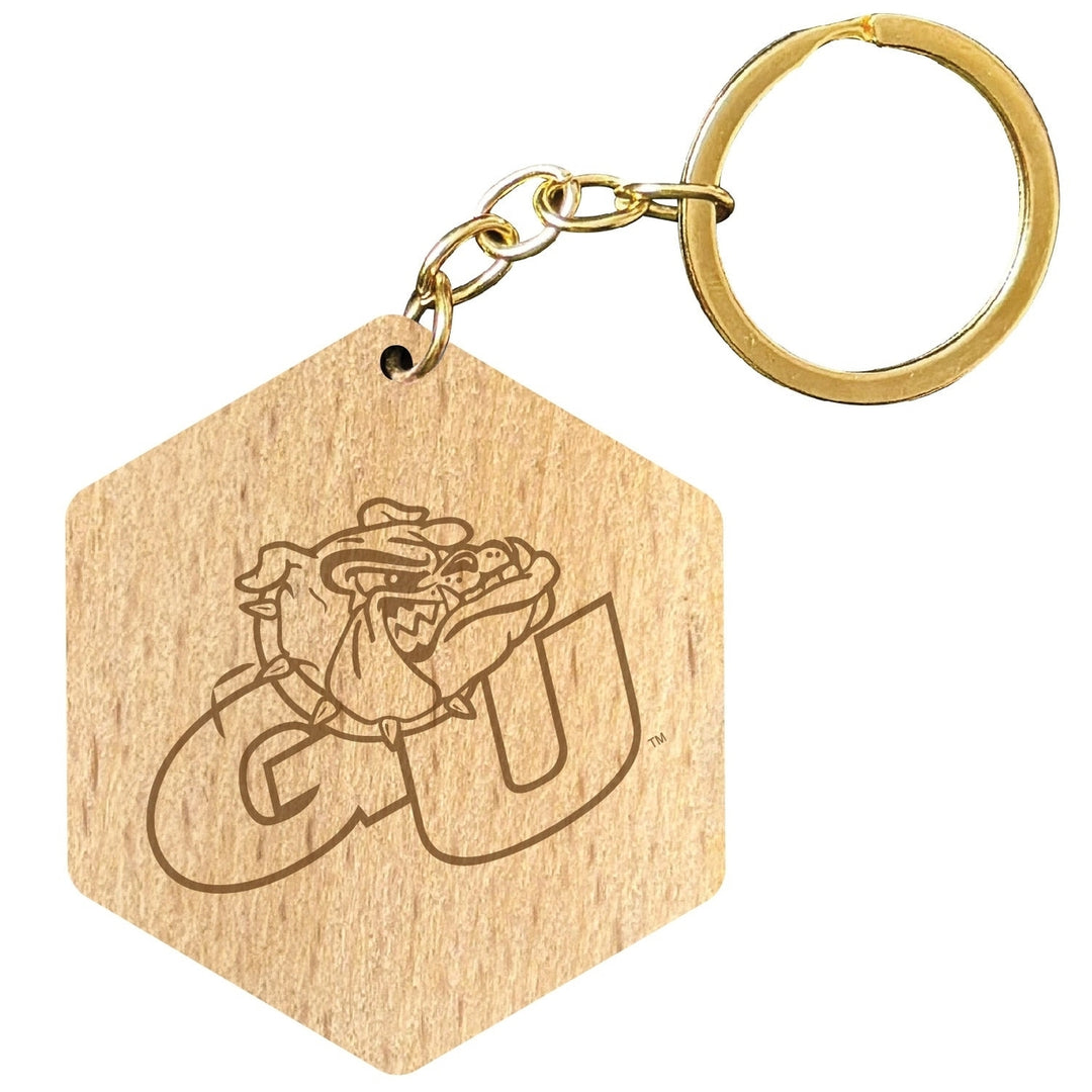 Gonzaga Bulldogs 2" Engraved Wooden Hexagon Keychain Officially Licensed Collegiate Product Image 1