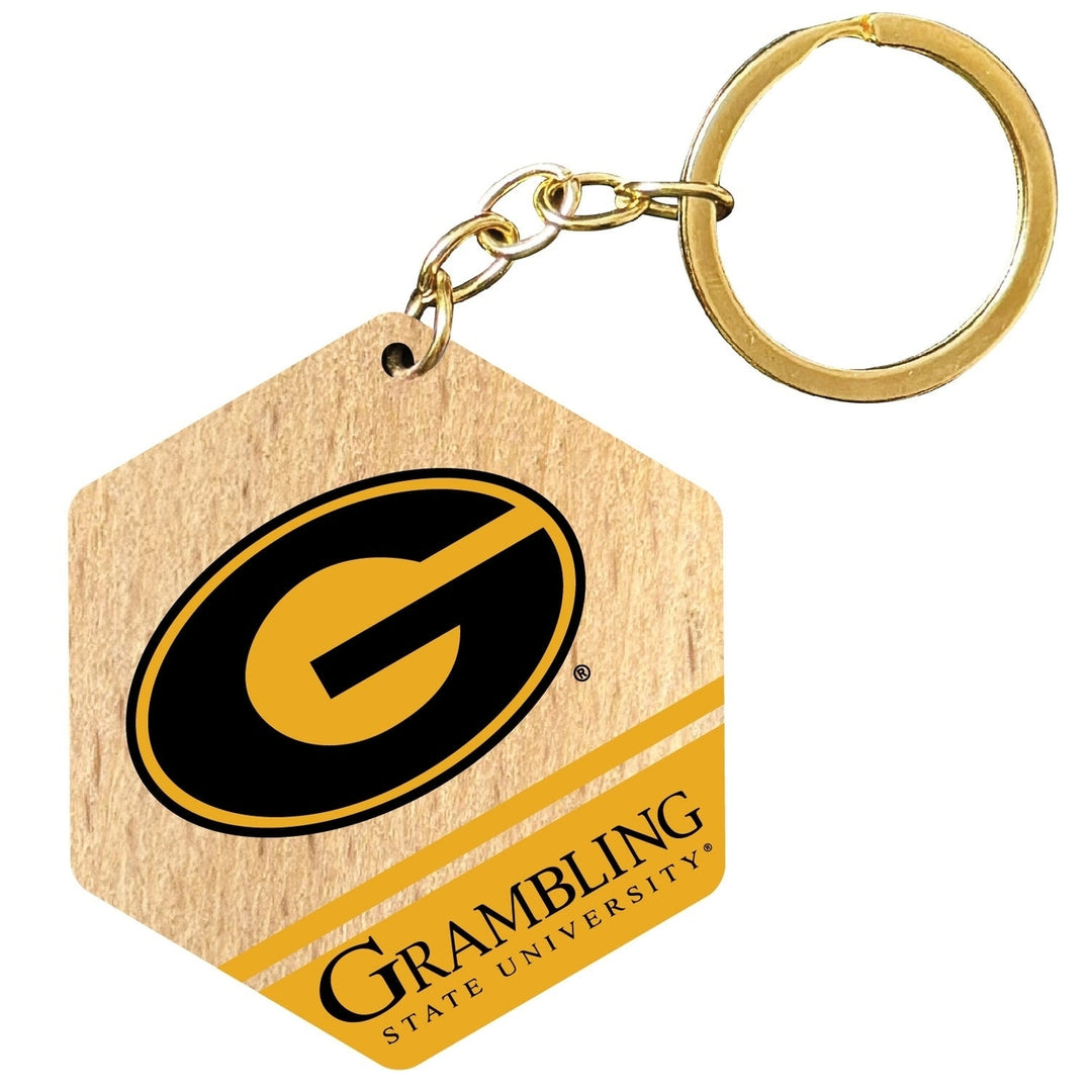 Grambling State Tigers 2" Wooden Hexagon Keychain Officially Licensed Collegiate Product Image 1