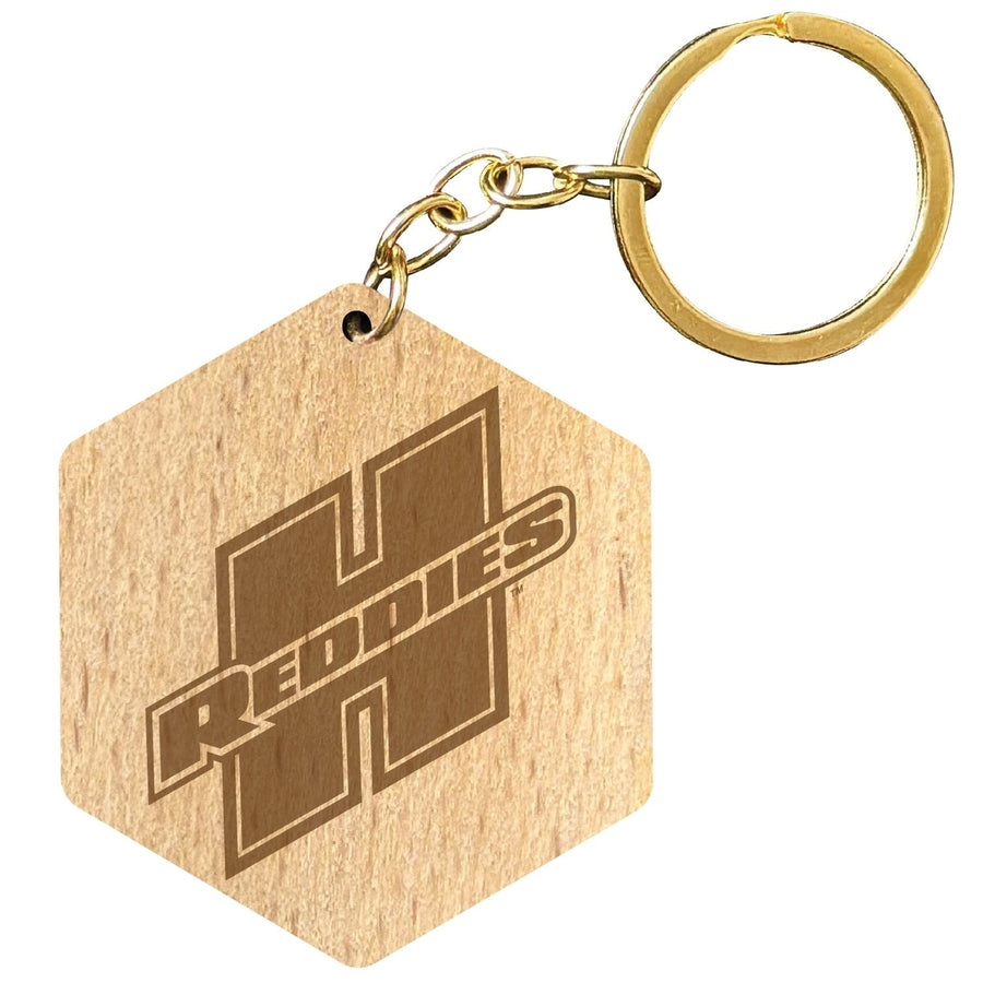 Henderson State Reddies 2" Engraved Wooden Hexagon Keychain Officially Licensed Collegiate Product Image 1