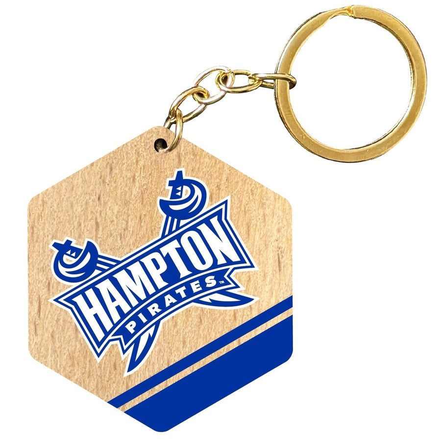 Hampton University 2" Wooden Hexagon Keychain Officially Licensed Collegiate Product Image 1