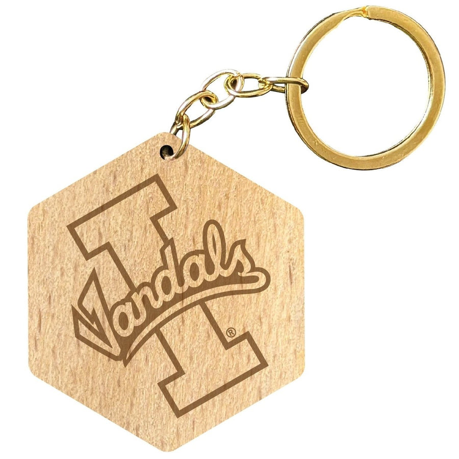 Idaho Vandals 2" Engraved Wooden Hexagon Keychain Officially Licensed Collegiate Product Image 1