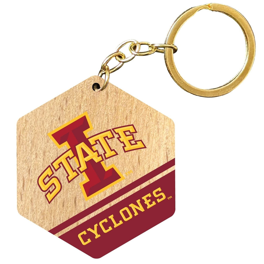 Iowa State Cyclones 2" Wooden Hexagon Keychain Officially Licensed Collegiate Product Image 1