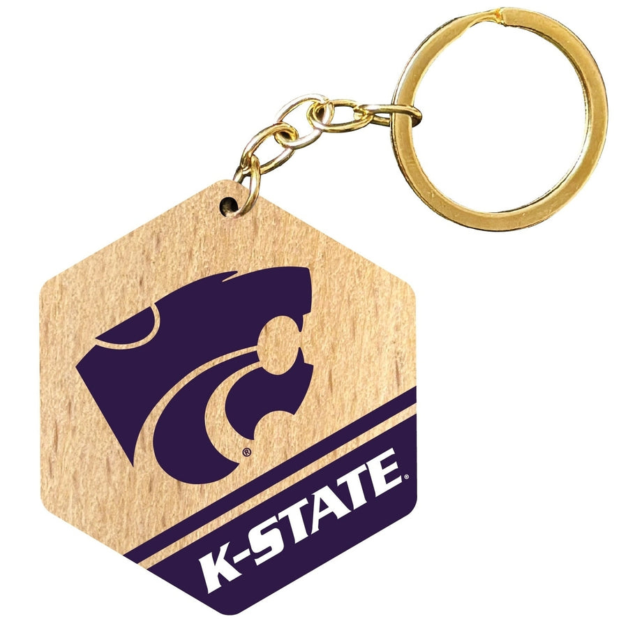 Kansas State Wildcats 2" Wooden Hexagon Keychain Officially Licensed Collegiate Product Image 1