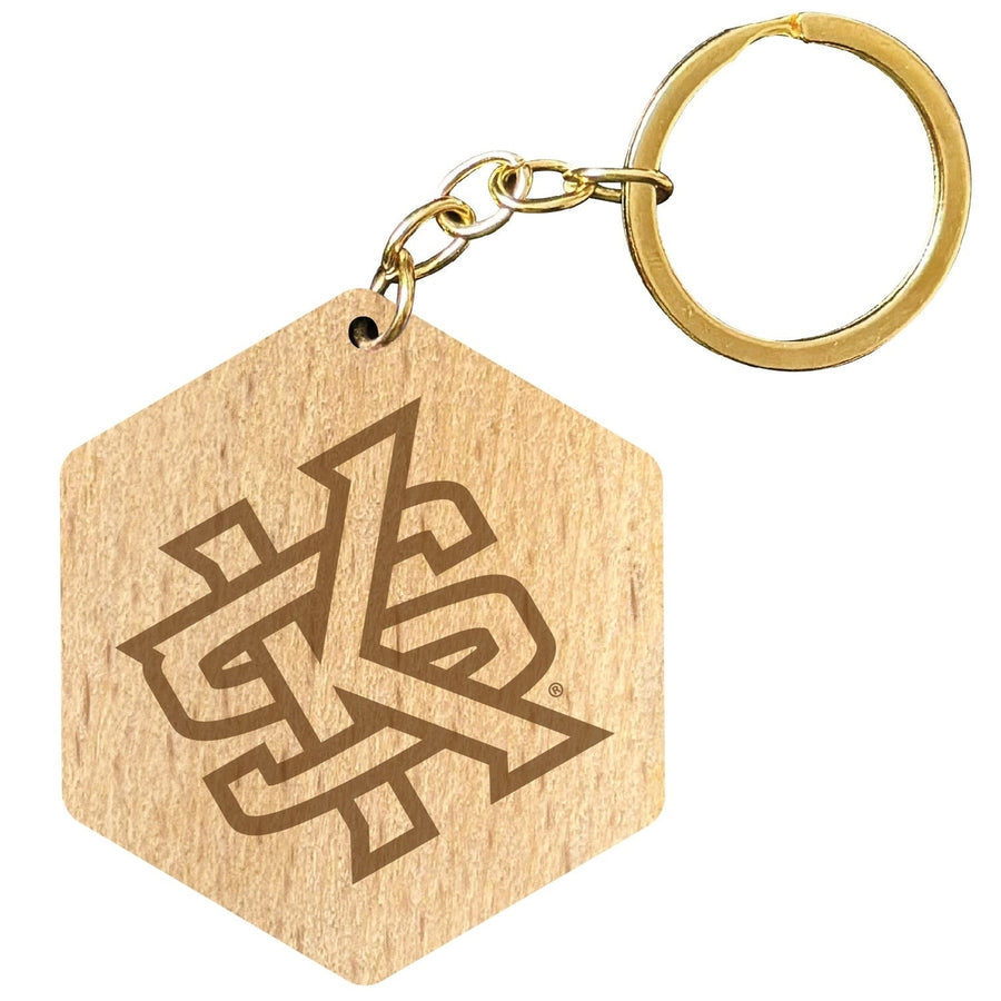 Kennesaw State University 2" Engraved Wooden Hexagon Keychain Officially Licensed Collegiate Product Image 1