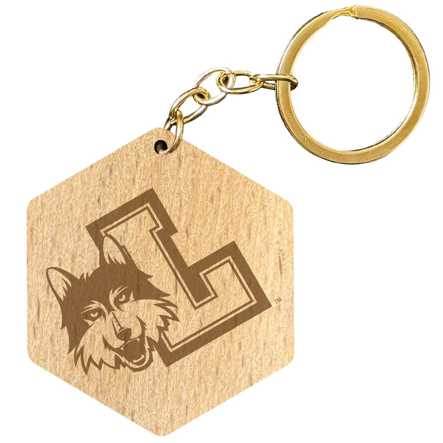 Loyola University Ramblers 2" Engraved Wooden Hexagon Keychain Officially Licensed Collegiate Product Image 1