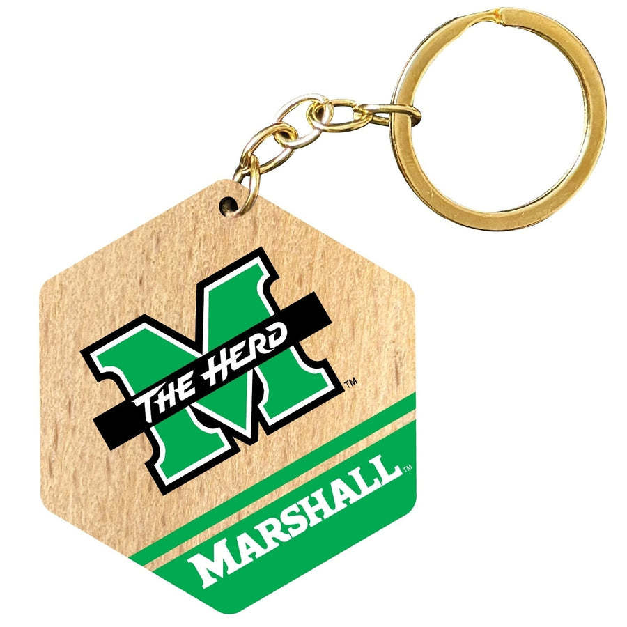 Marshall Thundering Herd 2" Wooden Hexagon Keychain Officially Licensed Collegiate Product Image 1