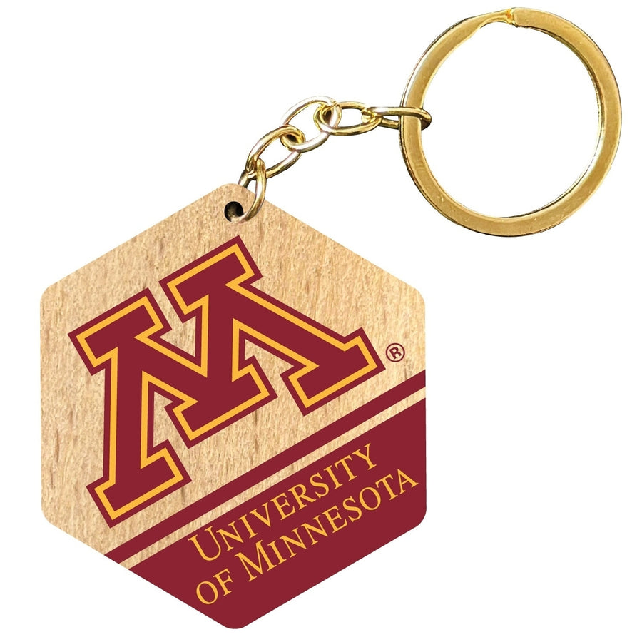 Minnesota Gophers 2" Wooden Hexagon Keychain Officially Licensed Collegiate Product Image 1